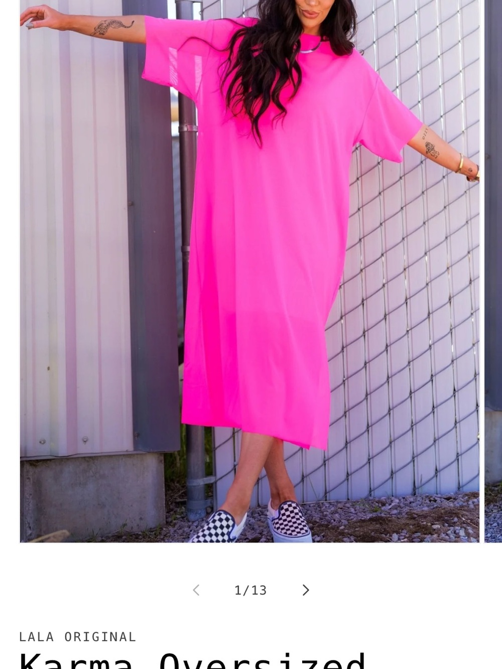 Dressed in LALA oversized Karma Mesh dress Vibrant Hot Pink